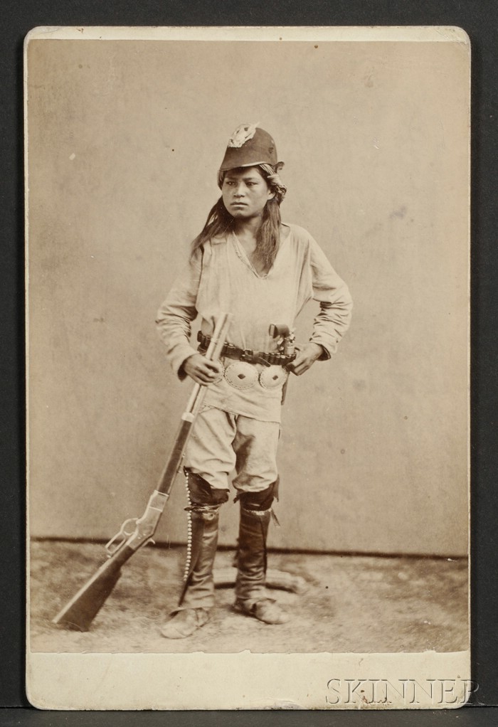 Appraisal: Cabinet Card of a Navajo Scout written on back Henry