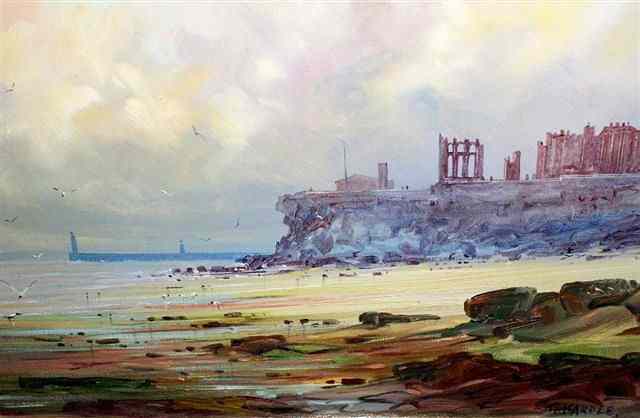 Appraisal: TERRENCE MCARDLE TH CENTURY Coastal view Tynemouth signed oils on