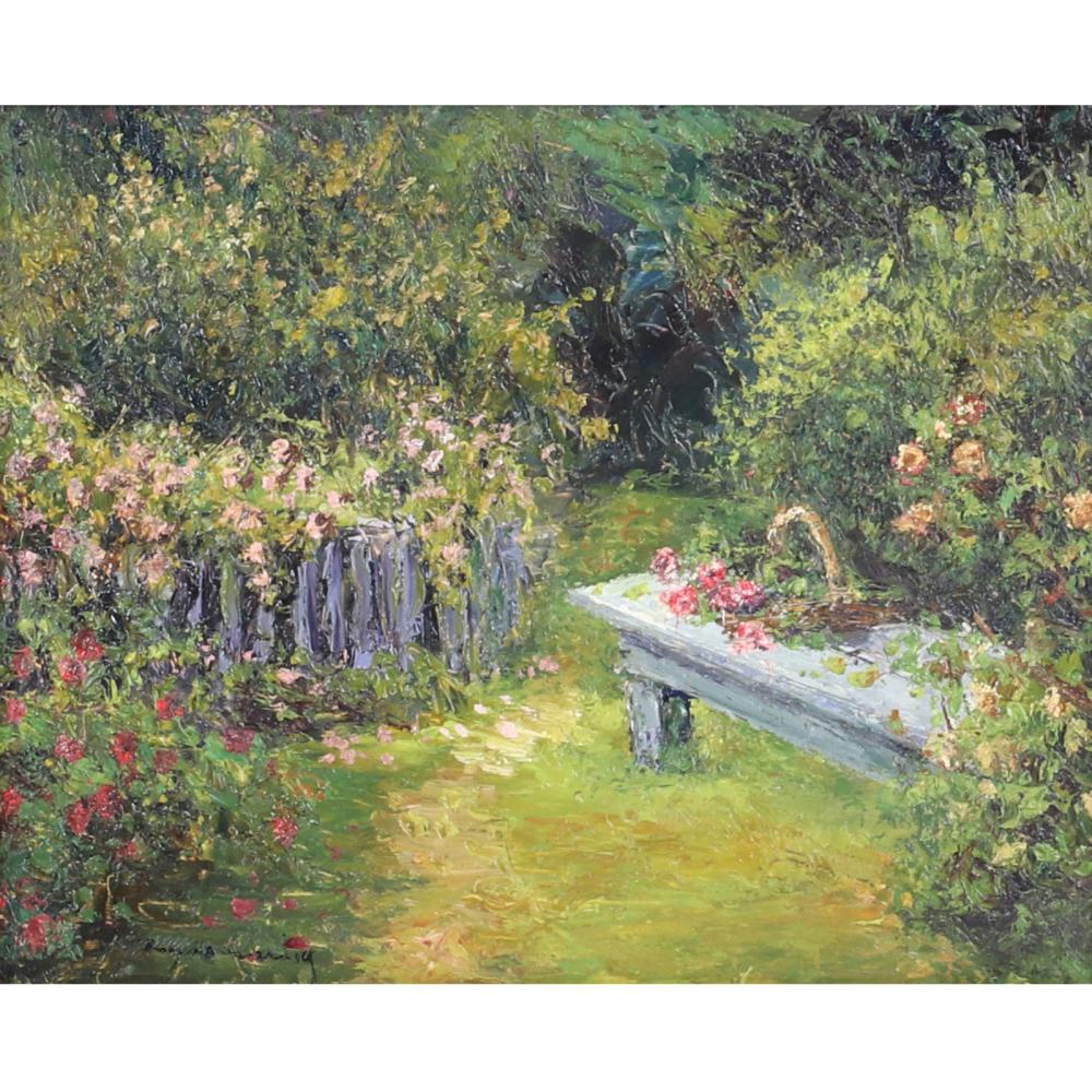 Appraisal: DWAYNE WARWICK AMERICAN ST CENTURY GARDEN FENCE WITH BENCH IMPRESSIONIST