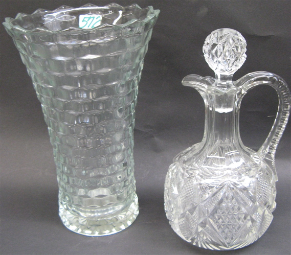 Appraisal: TWO PATTERN CLEAR GLASS TABLE ACCESSORIES One is a Fostoria