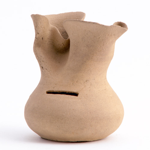 Appraisal: GEORGE OHR Bisque-fired bank shaped as a pouch G E