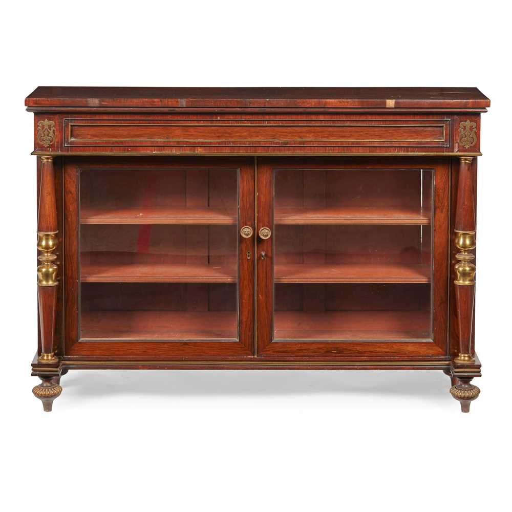 Appraisal: Y GEORGE IV ROSEWOOD AND BRASS MOUNTED LOW BOOKCASE OF