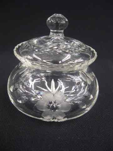 Appraisal: Cut Glass Jam or Jelly Jar floral '' excellent