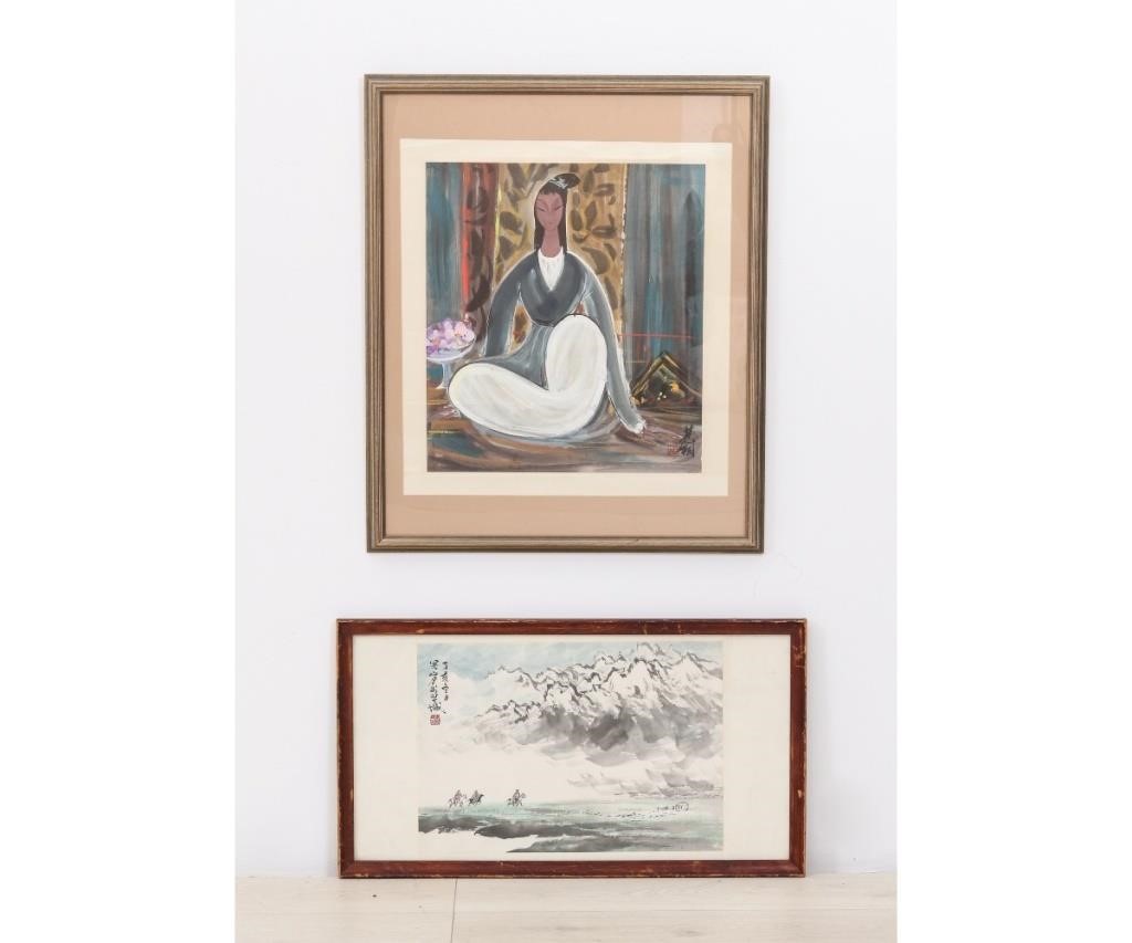 Appraisal: Framed and matted Chinese watercolor of a woman signed together