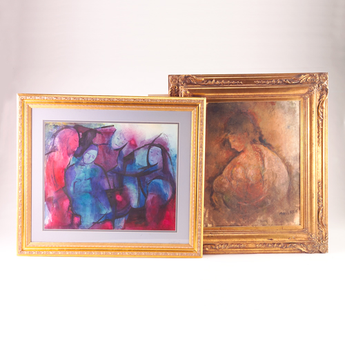 Appraisal: Two Marie Wilner American th c mixed media paintings Mother