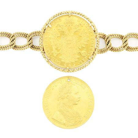 Appraisal: Gold Coin Bracelet and Loose Coin Charm Estimate -