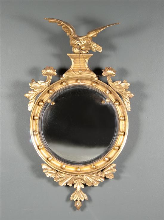 Appraisal: Anglo American Classical gesso giltwood convex mirror early th century