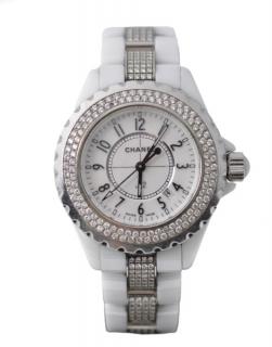 Appraisal: Ladies Chanel White J Diamond Wristwatch Chanel French founded A