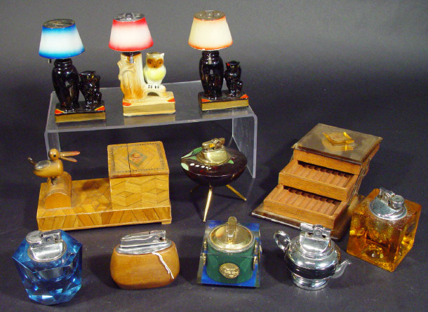 Appraisal: Collection of s and later table lighters of novelty form