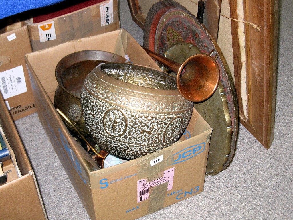 Appraisal: Lot comprising assorted brass and copper ware etc