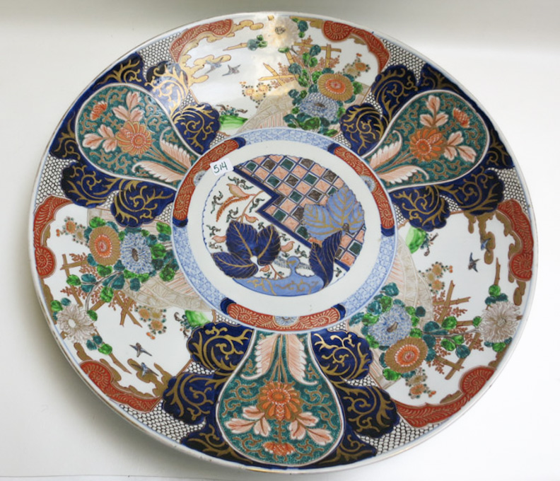 Appraisal: JAPANESE IMARI PORCELAIN CHARGER with hand enameled circular reserve surrounded