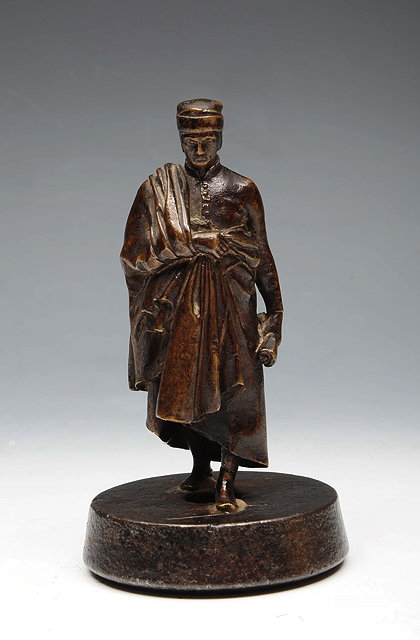 Appraisal: AN ANTIQUE BRONZE FIGURE of Dante the subject striding forward