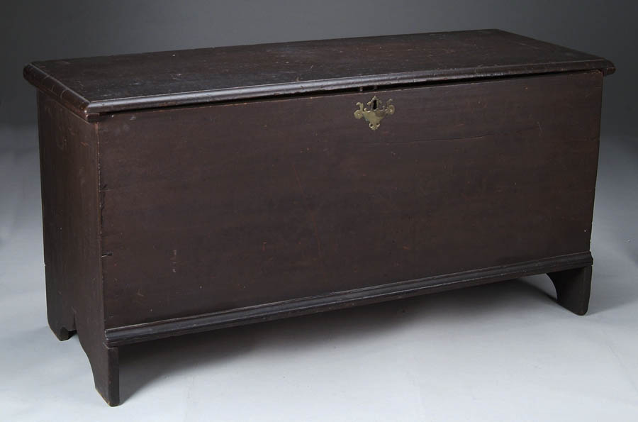 Appraisal: EARLY BLANKET CHEST IN SPANISH BROWN PAINT Original painted chest