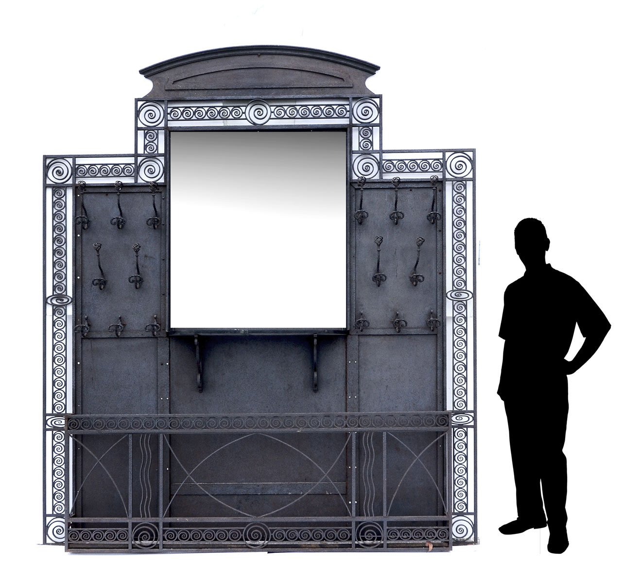 Appraisal: MASSIVE FRENCH STEEL AND WROUGHT IRON FOYER HALL RACK AND