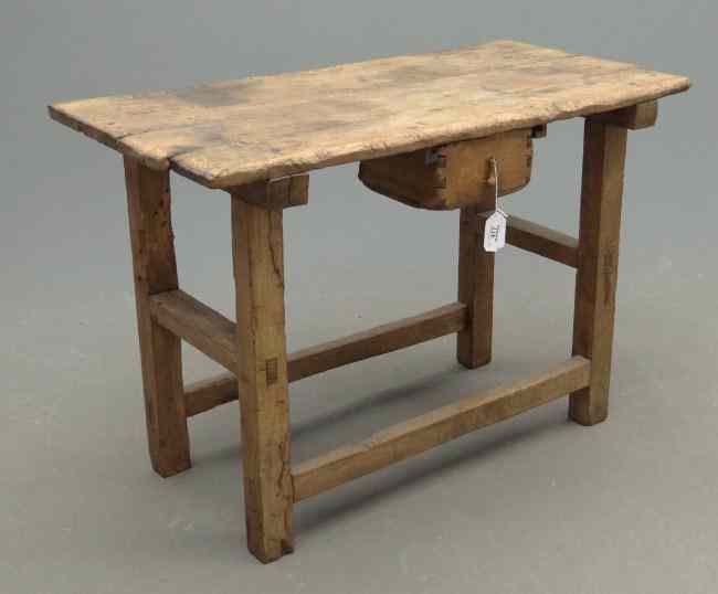 Appraisal: Primitive single drawer work table Top '' x '' ''