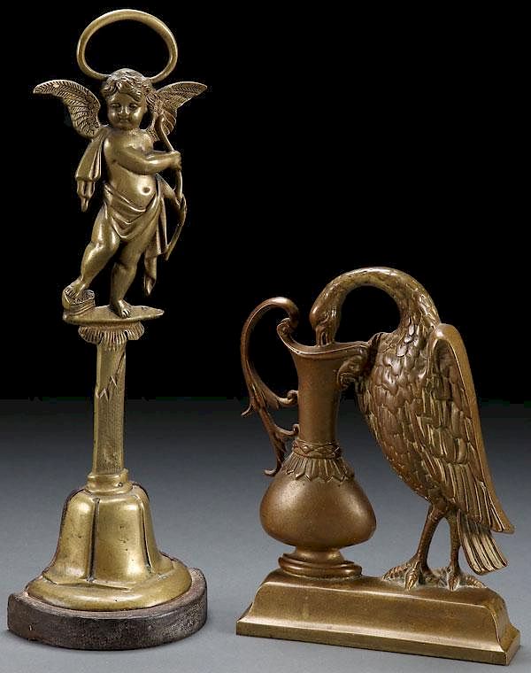 Appraisal: A PAIR OF ENGLISH GILT BRONZE DOORSTOPS A PAIR OF