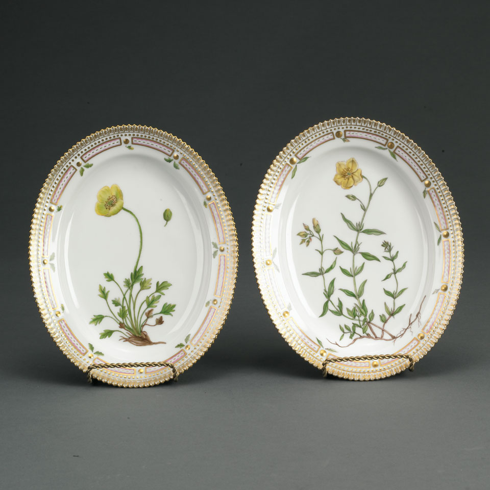 Appraisal: Pair of Royal Copenhagen Flora Danica Oval Dishes th century