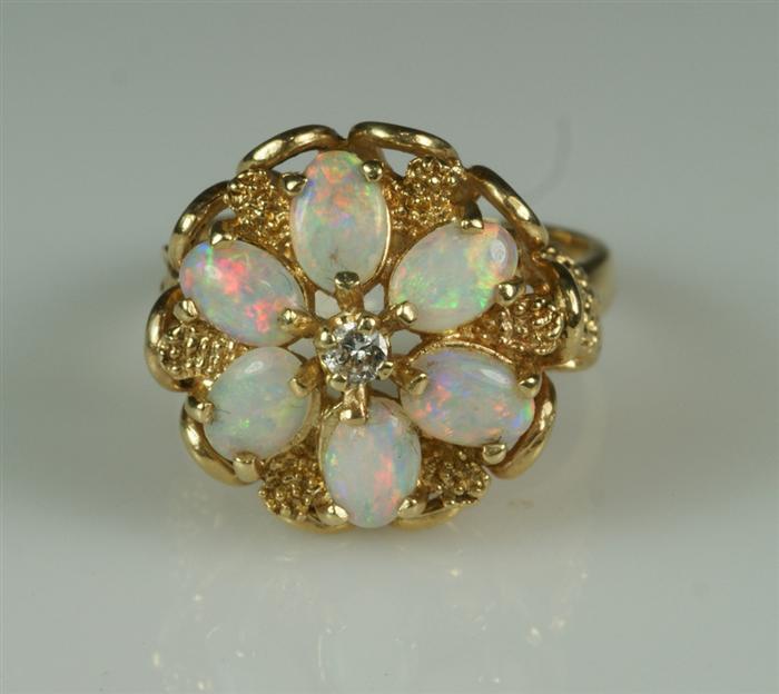 Appraisal: K YG diamond and opal ring size dwt total weight