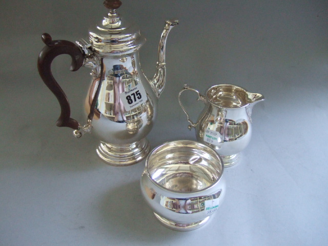 Appraisal: A silver three piece coffee set each piece of baluster