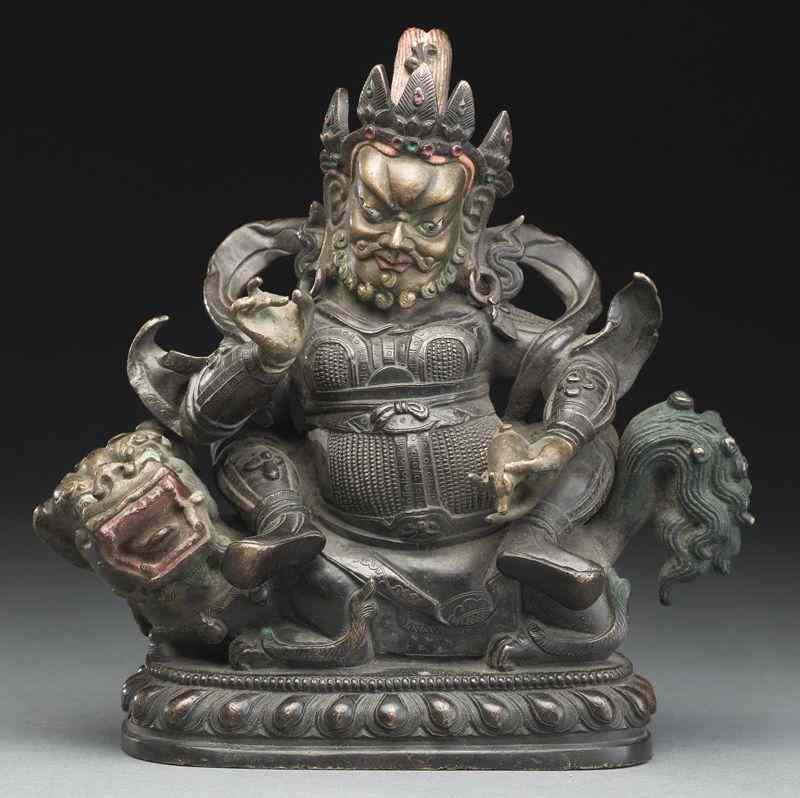 Appraisal: Chinese - Tibetan Qing bronze God of Prosperity seated on