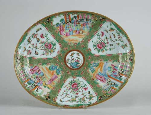 Appraisal: LARGE ROSE MEDALLION PLATTER Standard decoration with figures and flowers