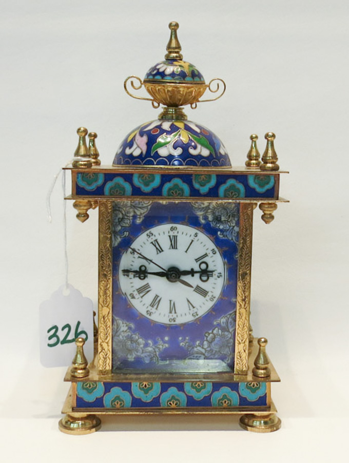 Appraisal: MODERN CHINESE BRASS CLOISONNE AND ENAMEL CLOCK time only movement