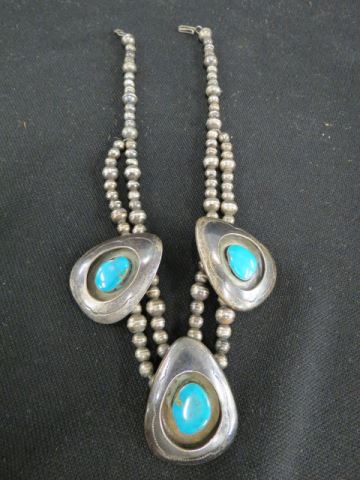 Appraisal: Indian Squash Blossom Necklace a trio of pear shapes with