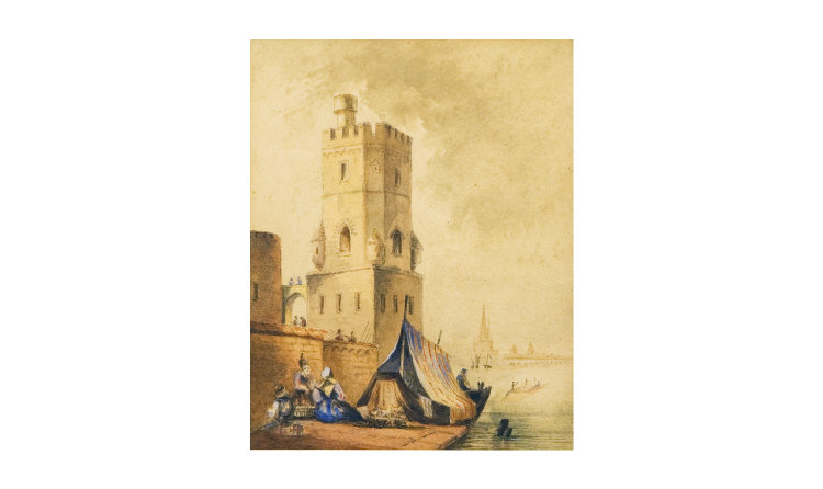 Appraisal: Early th Century Water Colour of a Harbour Entrance with