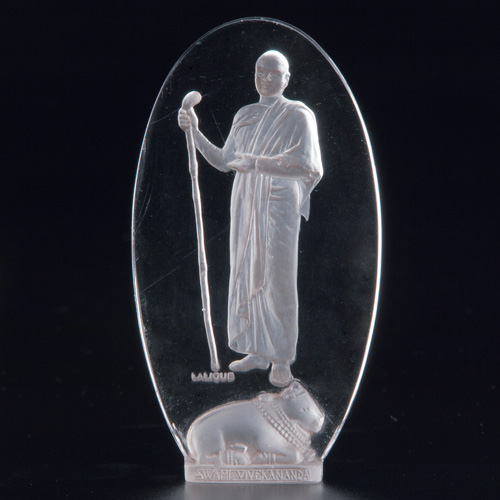 Appraisal: R LALIQUE Commemorative plaquette Swami Viyekanandi clear and frosted with