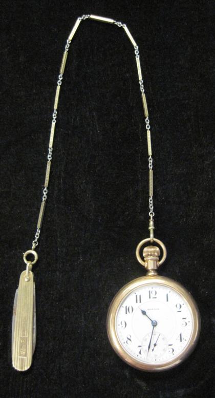 Appraisal: Gold fill pocket watch and pen knife Howard th century