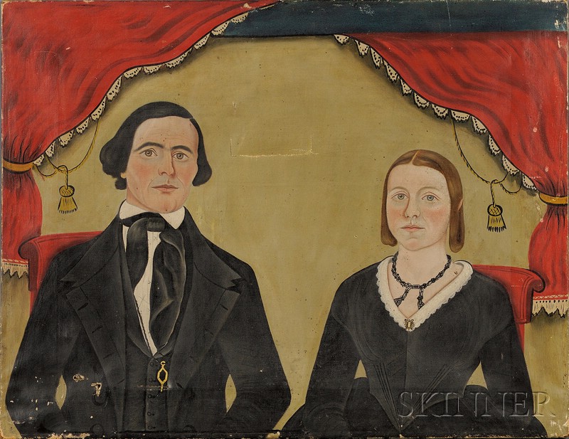 Appraisal: American School th Century Portrait of a Husband and Wife