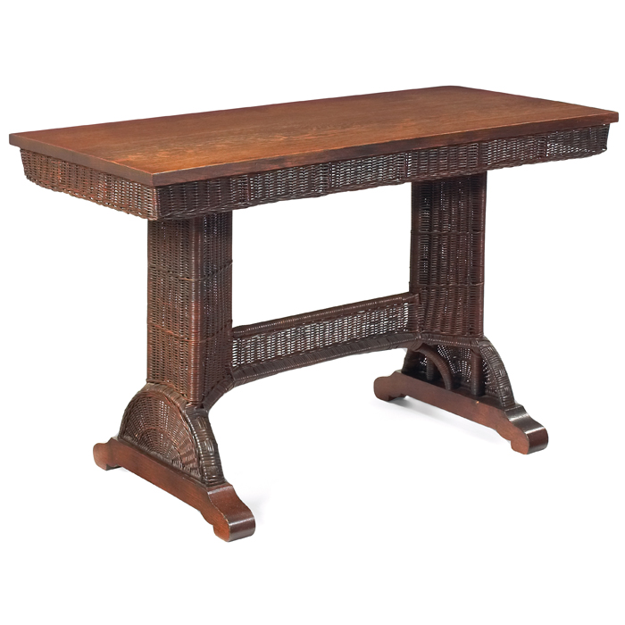 Appraisal: Heywood Wakefield table rectangular top on a willow base with