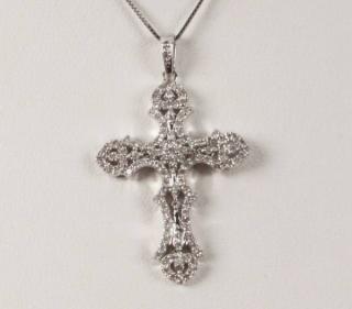 Appraisal: K WHITE GOLD DIAMOND CROSS NECKLACE K WHITE GOLD DIAMOND