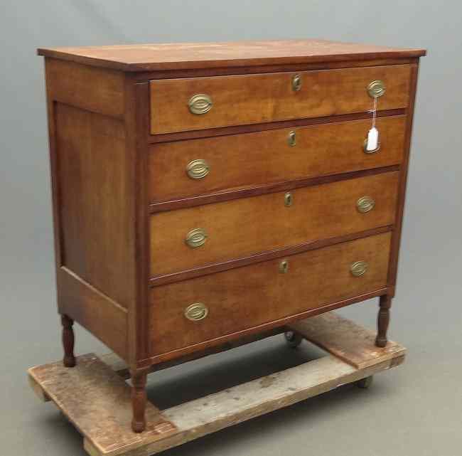 Appraisal: th c Penna four drawer chest with reeded columns ''