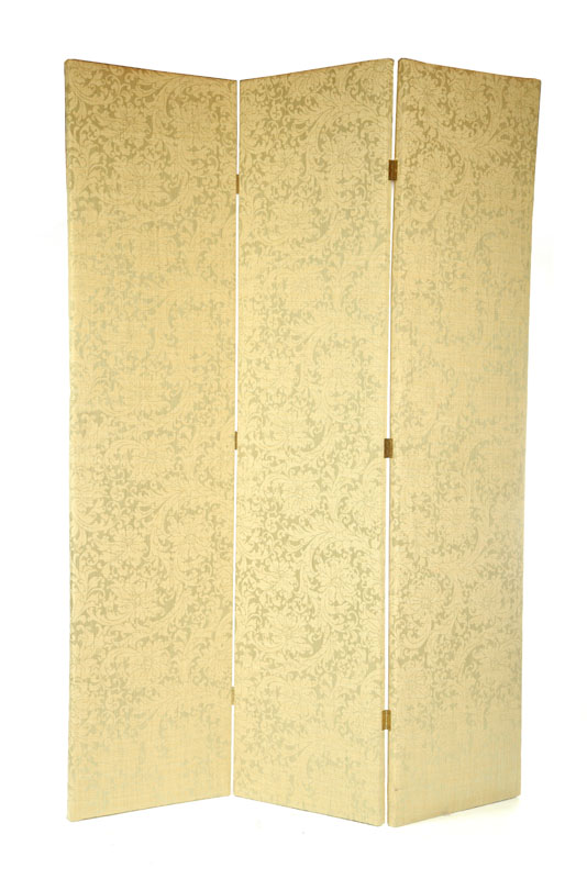 Appraisal: THREE-PANEL FOLDING SCREEN American th century Upholstered with brocade one