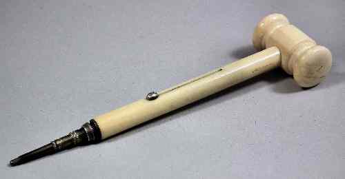 Appraisal: An ivory gavel pencil by S Morden Co ins cracked