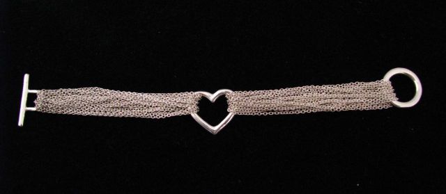 Appraisal: Tiffany Sterling Silver Open Heart Bracelet with toggle clasp