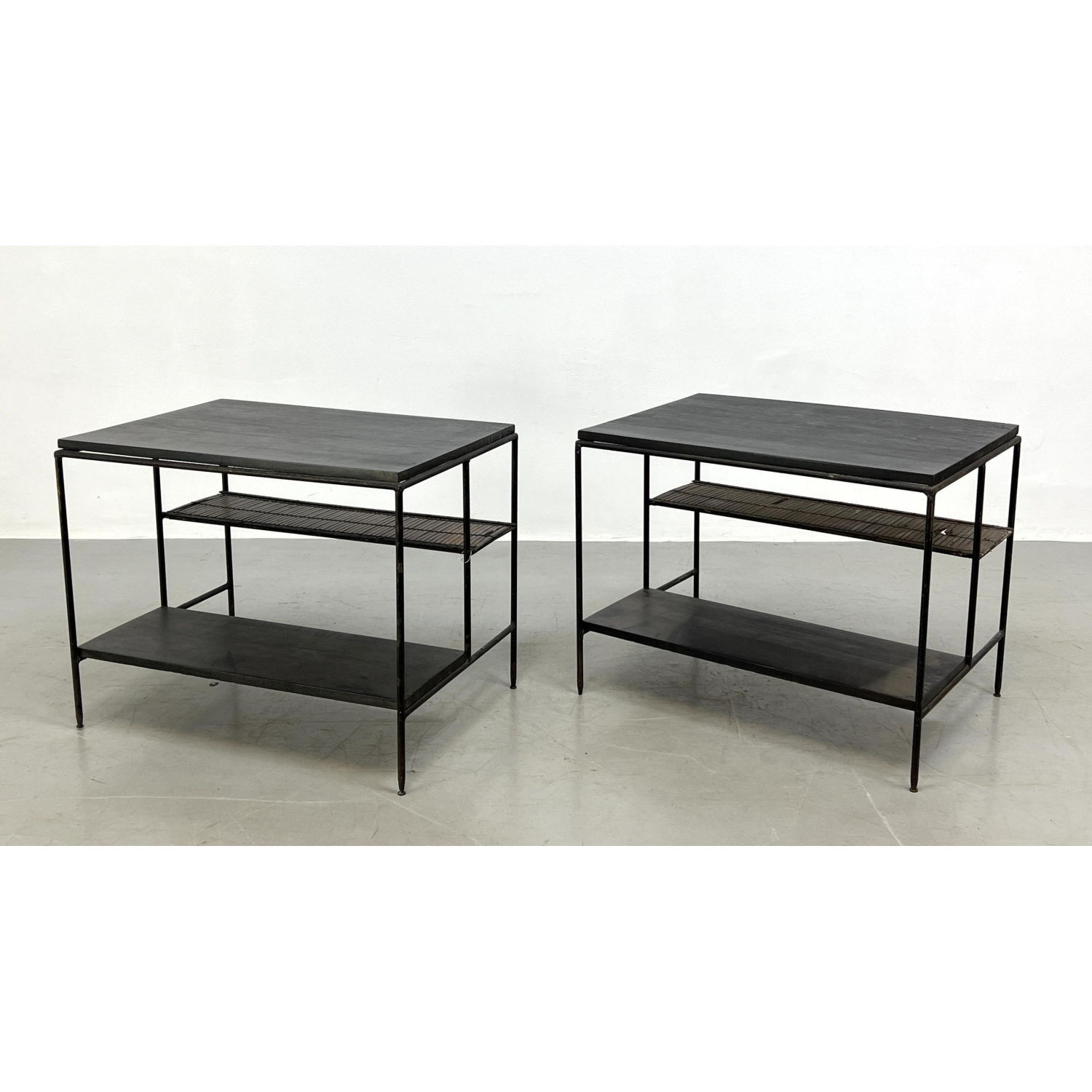 Appraisal: Pair PAUL McCOBB Side Tables Tri Level Side Tables Black