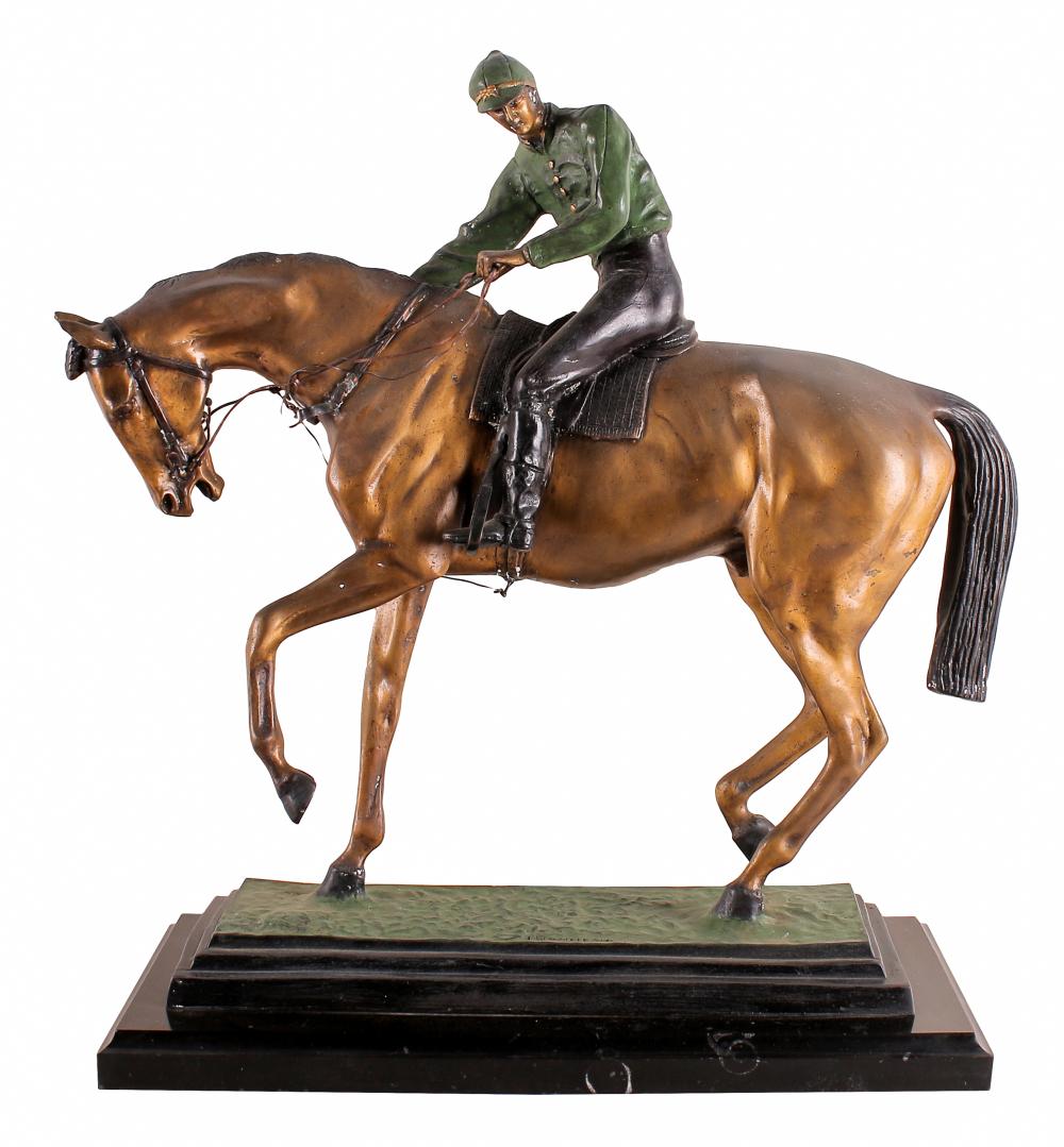 Appraisal: ISIDORE JULES BONHEUR - EQUESTRIAN FIGUREpatinated bronze signed to base