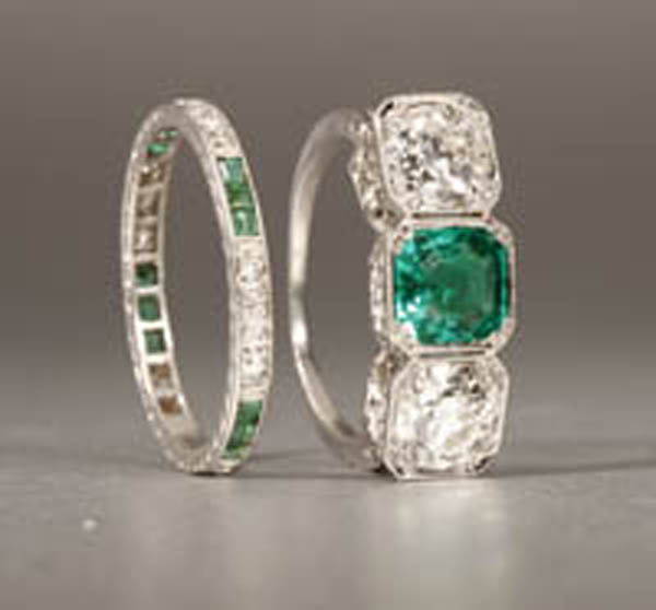 Appraisal: An Edwardian diamond and emerald set An Edwardian diamond and