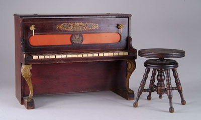 Appraisal: SCHOENHUT PIANO W STOOL Classic upright -key miniature piano and