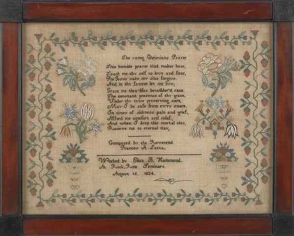 Appraisal: Harford County Maryland needlework dated wrought by Eliza B Hammond