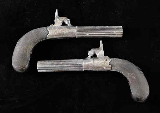 Appraisal: A pair of early th century boxlock pocket pistols with