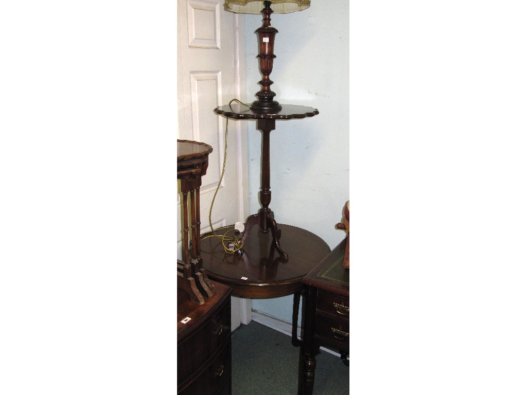 Appraisal: Lot comprising mahogany table lamp wine table and occasional table