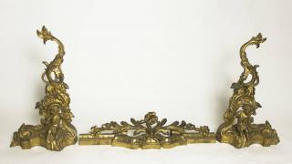 Appraisal: Gilt Bronze Chenet French H x with Center Section