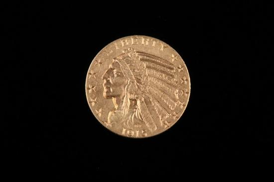 Appraisal: U S INDIAN HEAD FIVE-DOLLAR GOLD COIN Dated