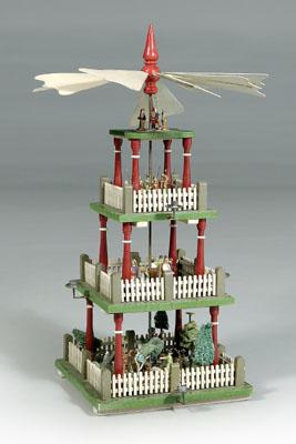 Appraisal: Christmas precepio turned and painted wood windmill on top composition