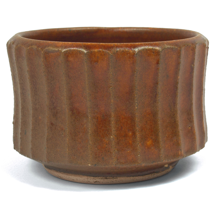 Appraisal: Warren MacKenzie bowl ribbed form with a brown hi-glaze ''dia