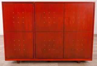 Appraisal: Three Door Dresser Cabinet Cherry color veneer dresser cabinet with