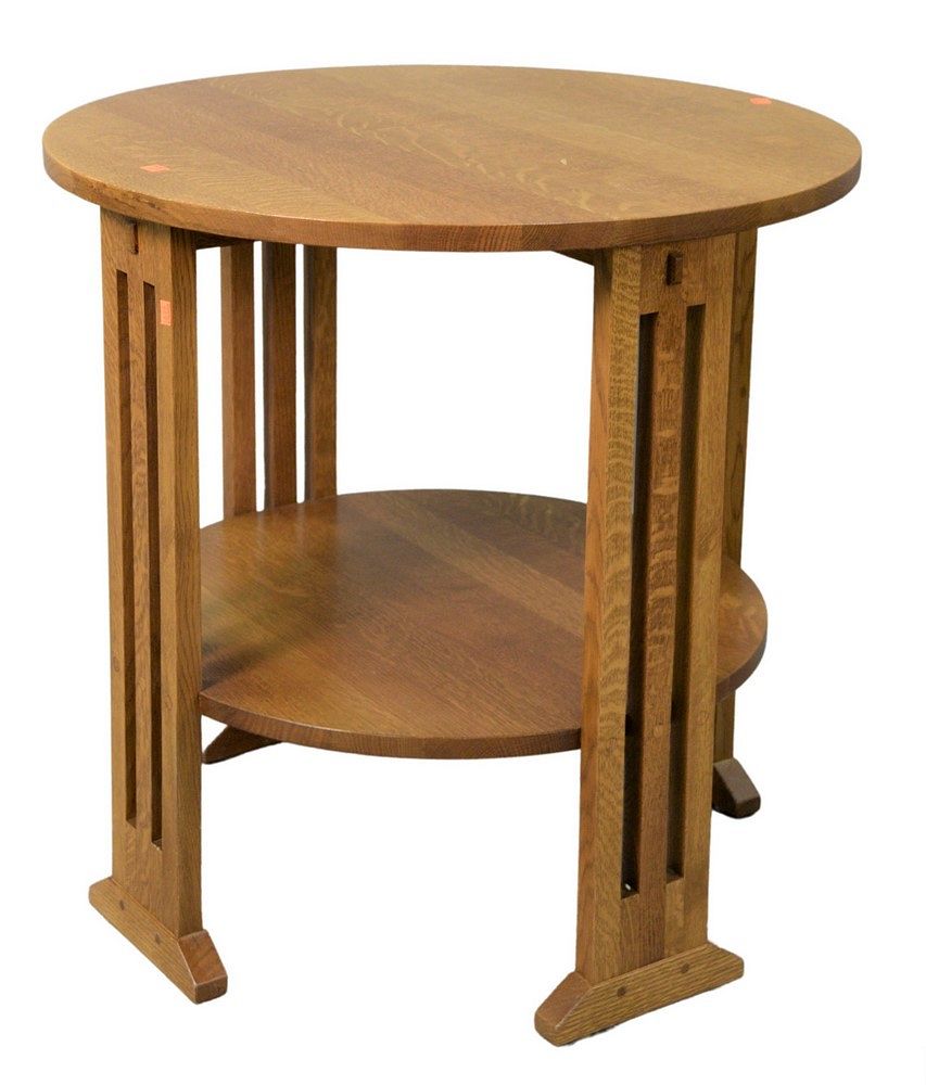 Appraisal: Stickley Mission Style Oak Round End Table having two tiers